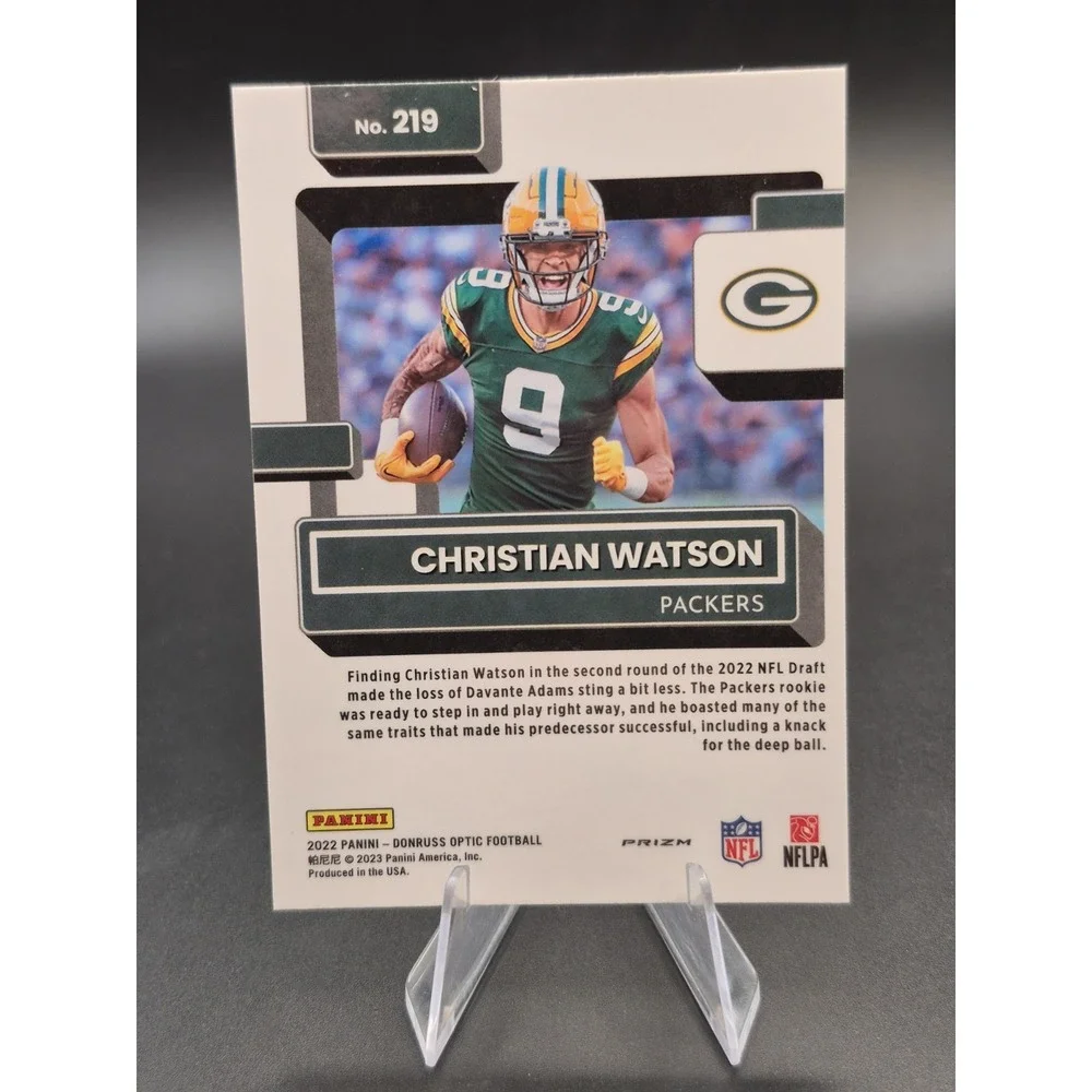 2022 Donruss Optic Christian Watson #219 Rated Rookie Red Hyper (RC) GB Packers